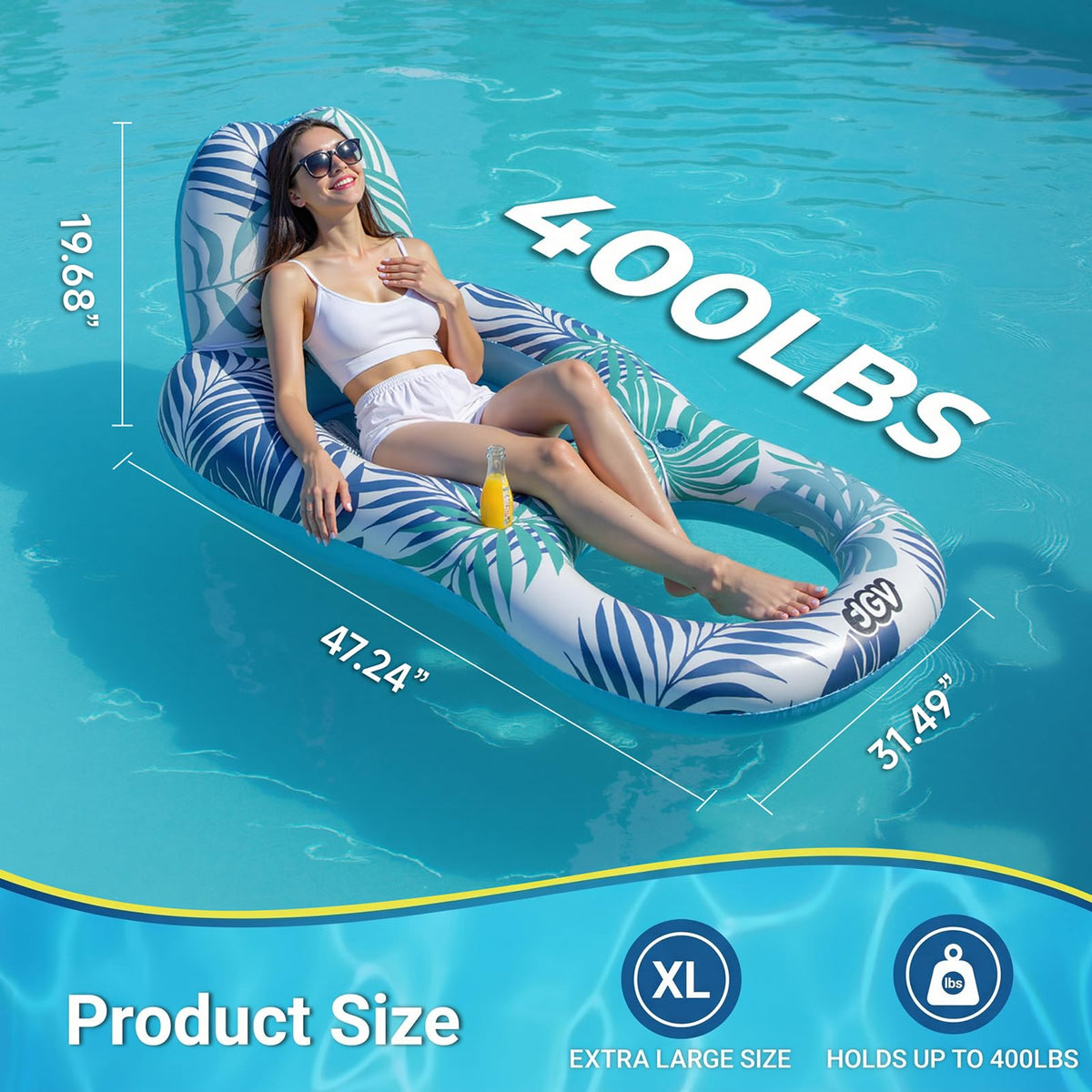 Inflatable Pool Float Chair with Drink Holder X65883