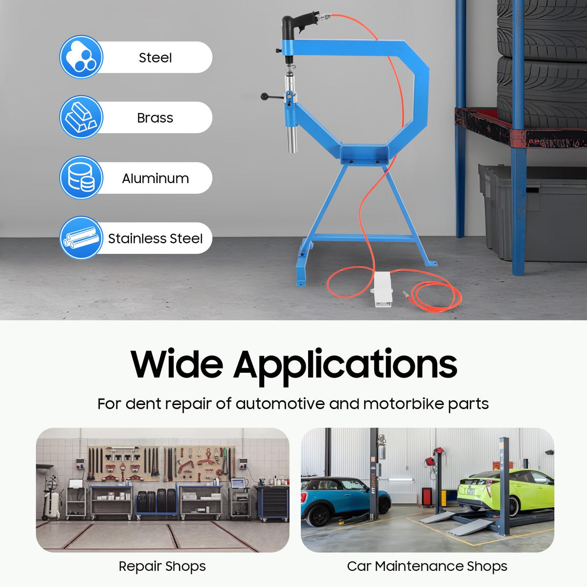 Pneumatic Planishing Hammer with 3 Anvils and Foot Pedal W4973