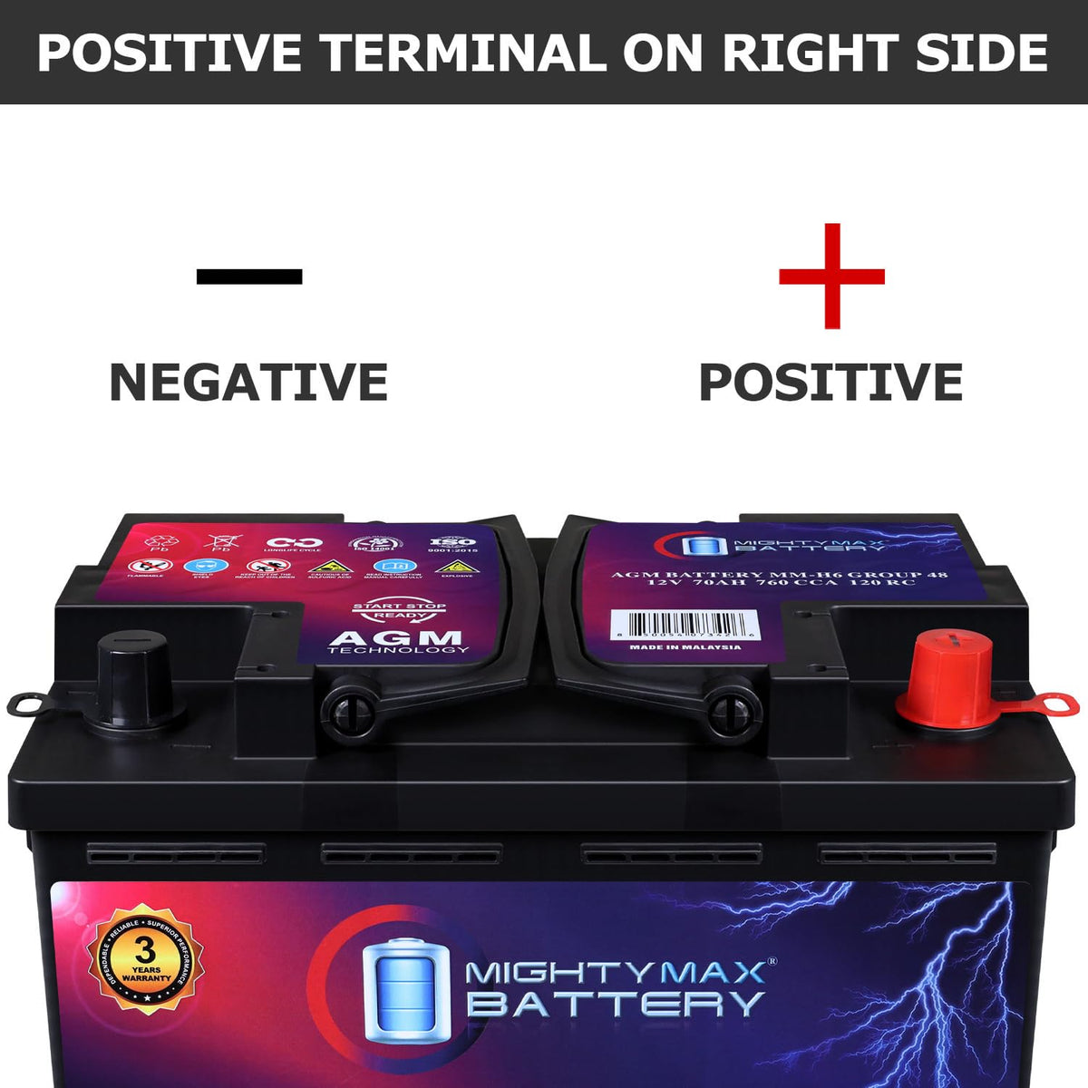 12V 70AH 760CCA Replacement Battery B621398