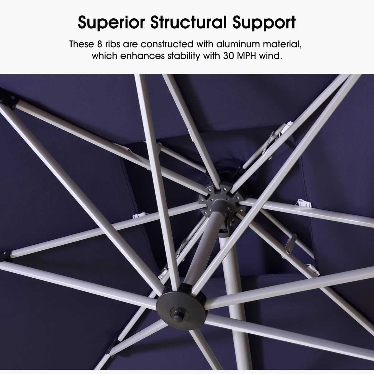 Navy Blue 10 FT Cantilever Patio Umbrella with Base J6986
