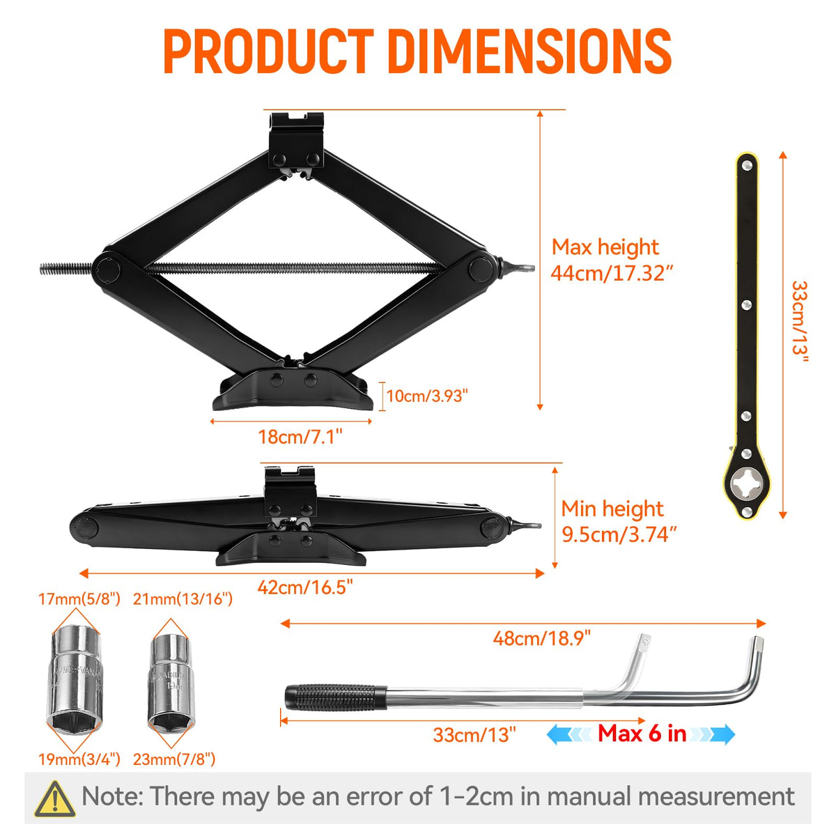 3 Ton Heavy Duty Scissor Jack with Lug Wrench G17881
