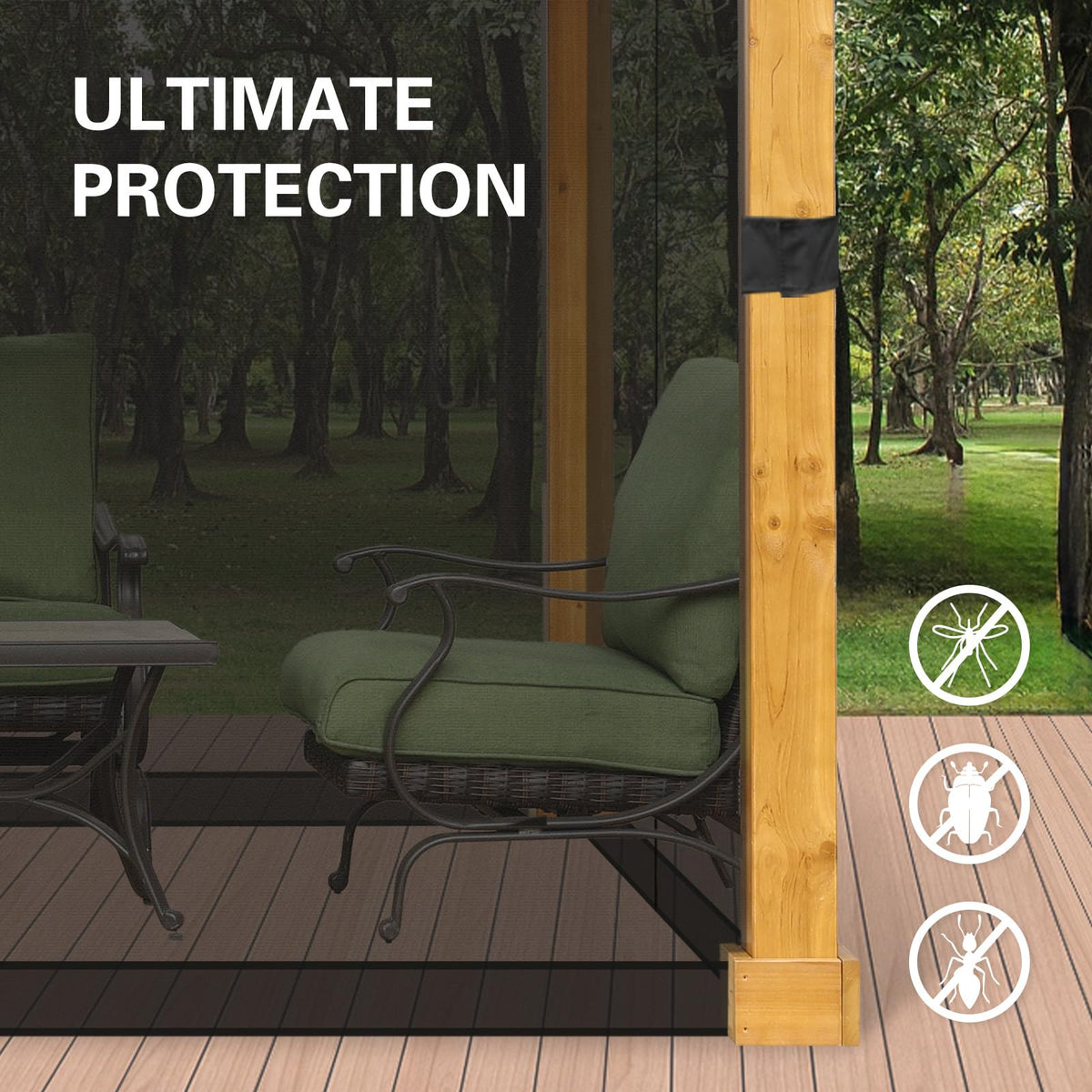 10' x 10' Black Gazebo Netting Screen Replacement X597329