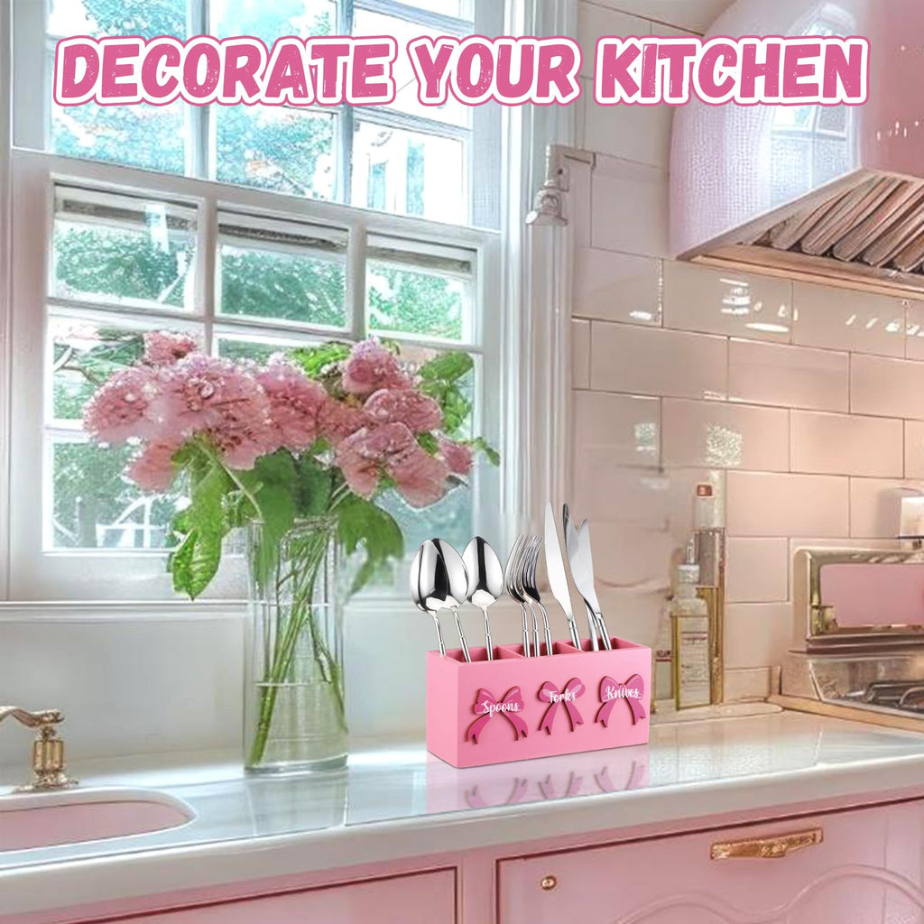 Pink Wood Utensil Holder Y475