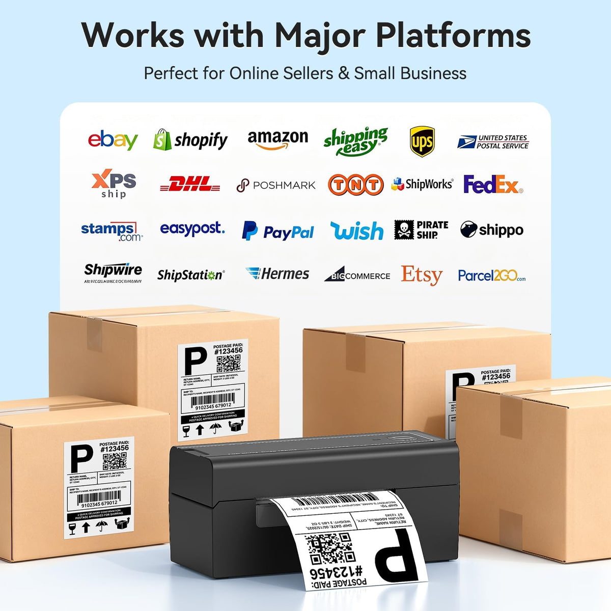Bluetooth Thermal Shipping Label Printer, Wireless 4x6 W209
