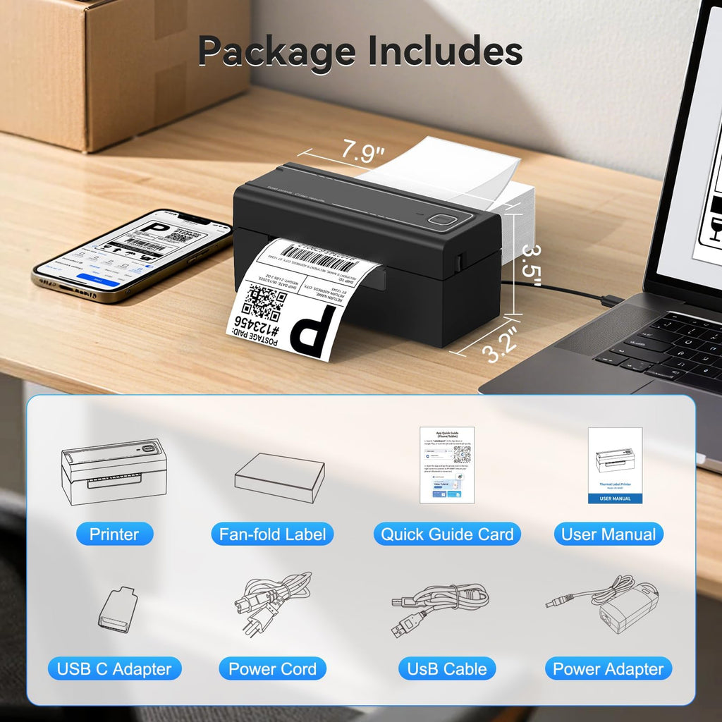 Bluetooth Thermal Shipping Label Printer, Wireless 4x6 W209