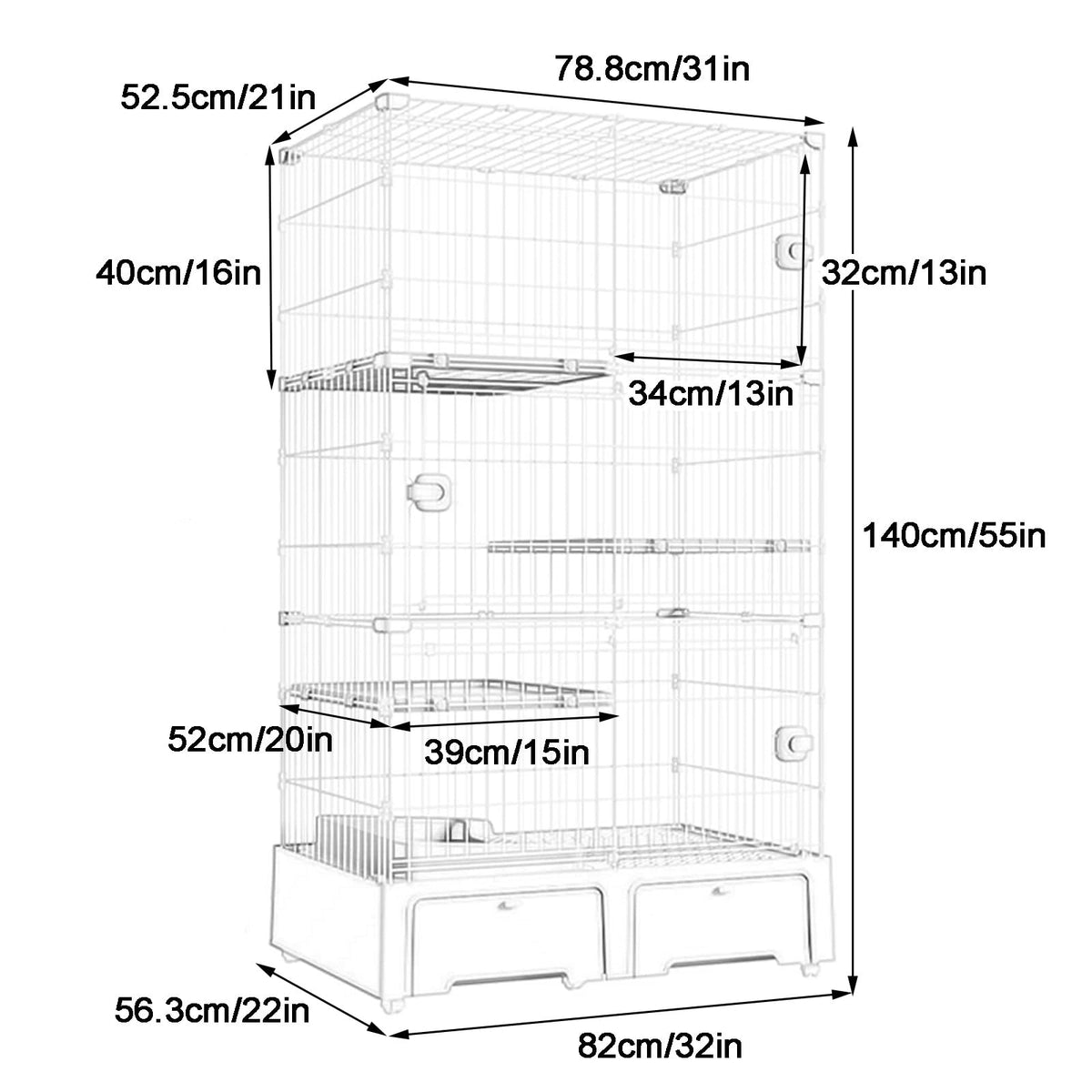 4 Tier Indoor Cat Enclosure with 3 Jumping Platforms W390600