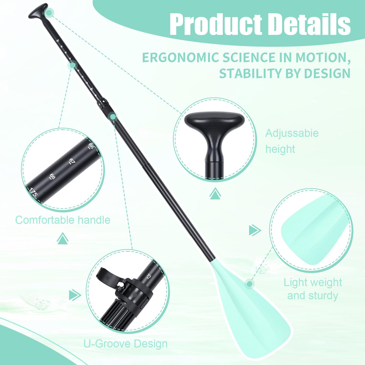 2 Pack Adjustable Aluminum Paddle with Leash T20778