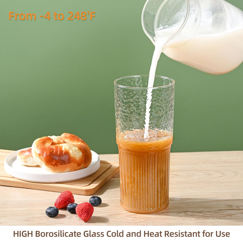 20 oz Glass Cups with Lids and Straws G543