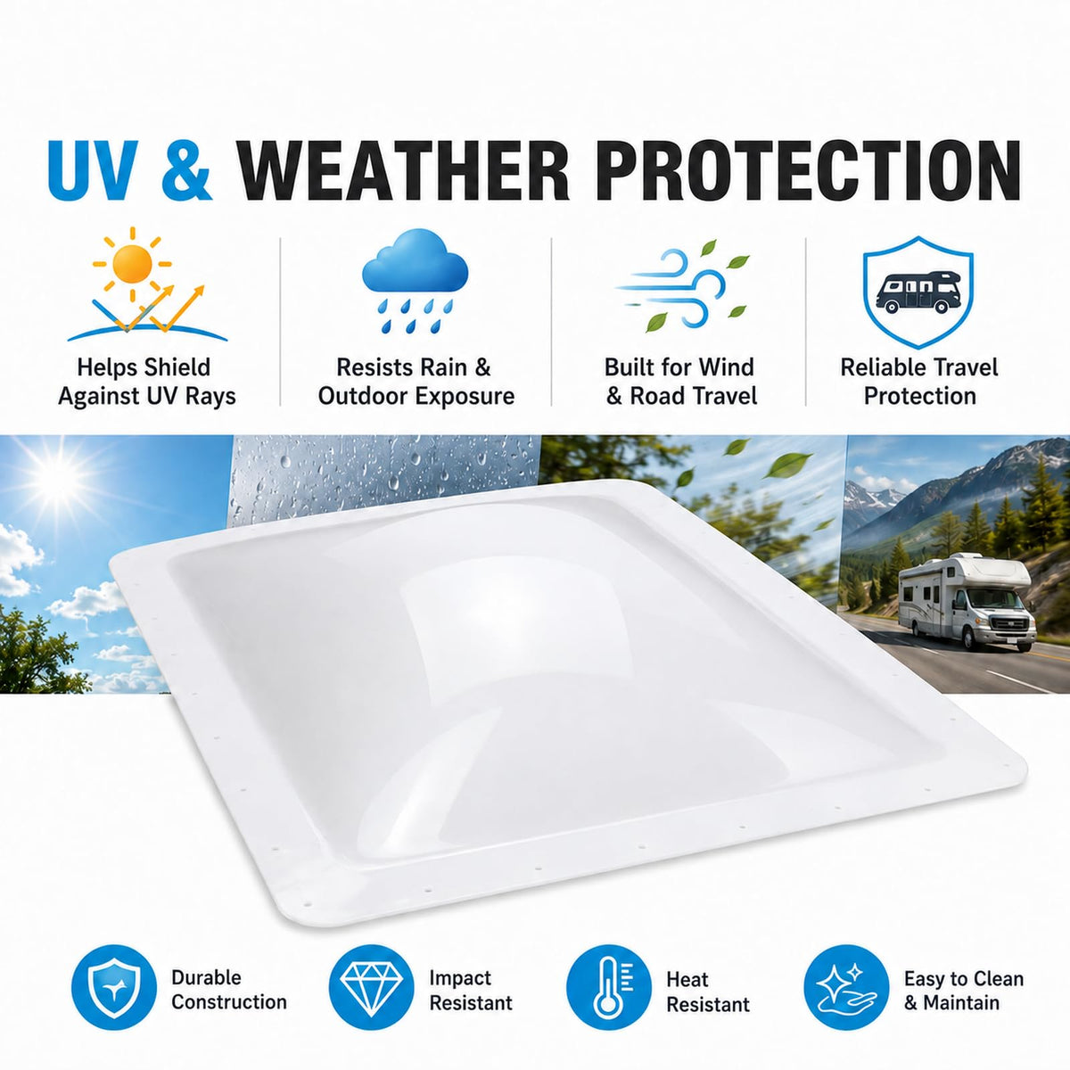 RV Skylight Replacement 22" x 34" Outer Dome Cover Q22629