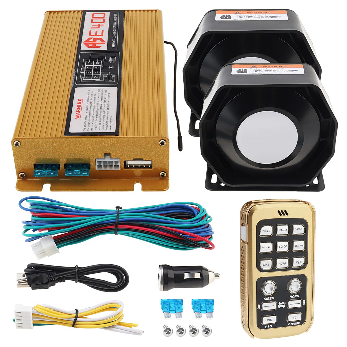 12V 400W 18 Tones Police Siren PA System with Horn Speaker & Remote Control G536966