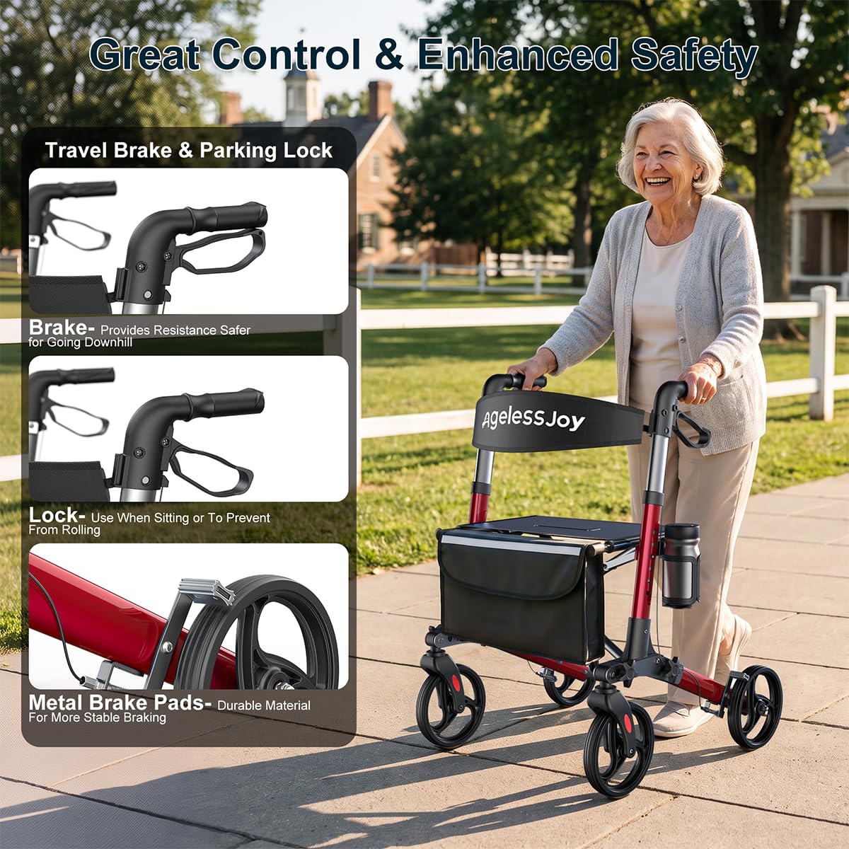 Foldable Rollator Walker with Seat L3186