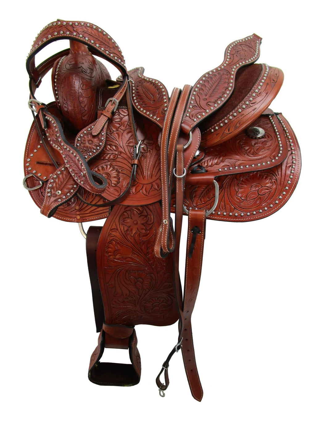 Tooled Leather Western Horse Saddle 15 16 17 18 K333070