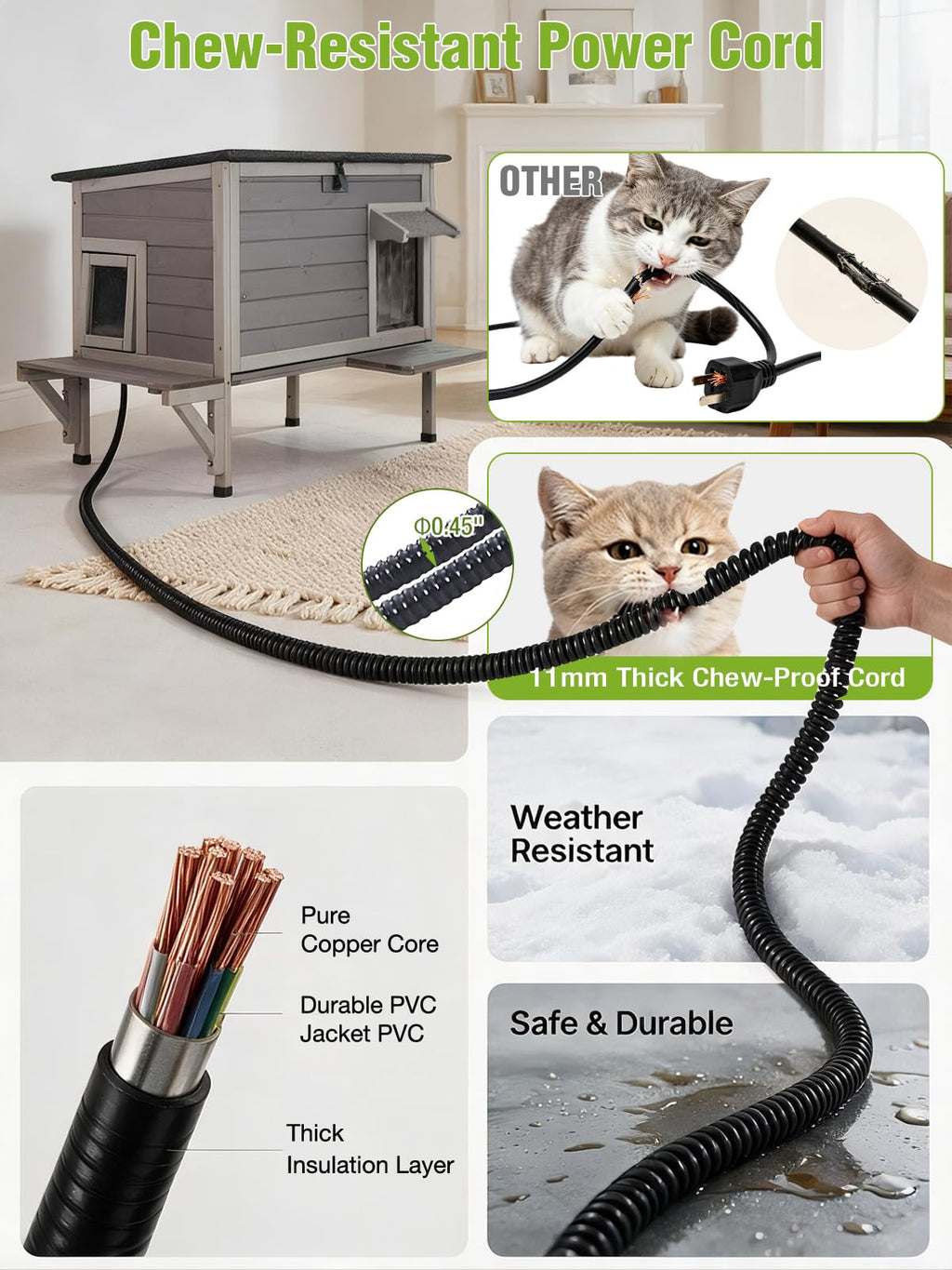 6-Sides Insulated Outdoor Heated Cat House F3951