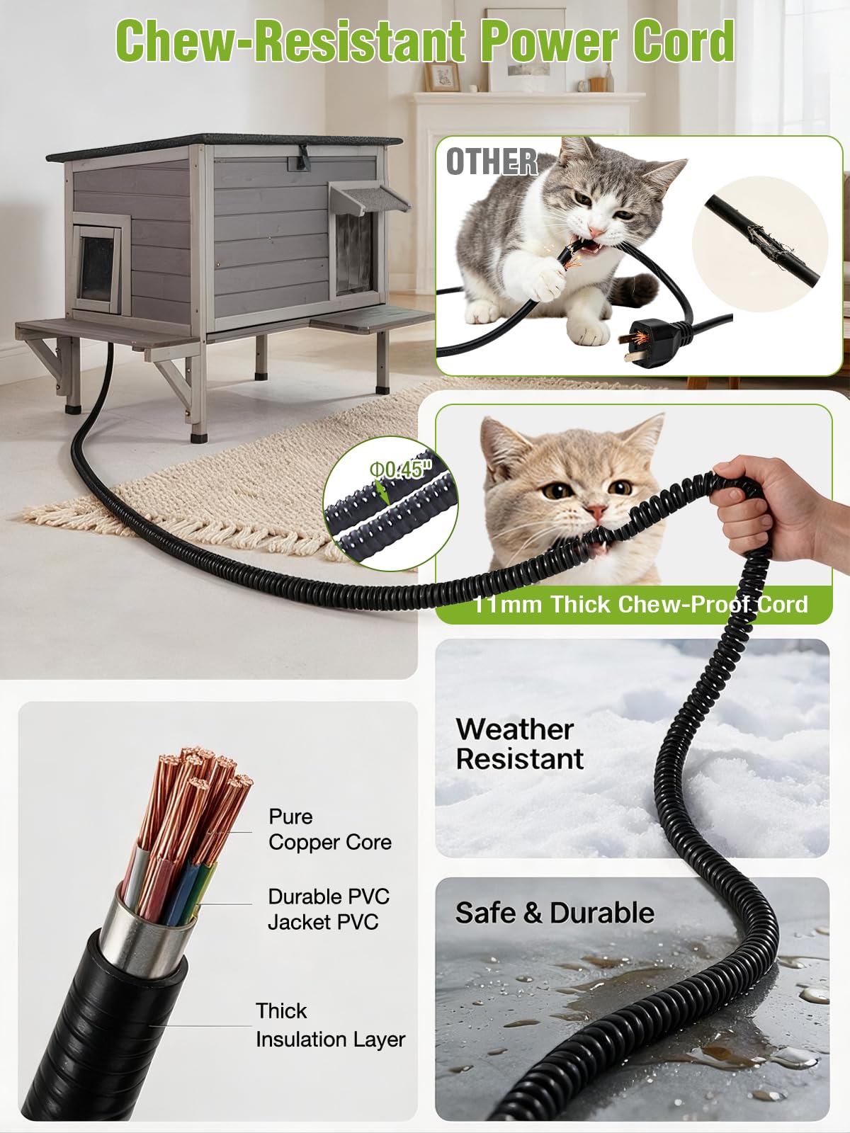 6-Sides Insulated Outdoor Heated Cat House F3951