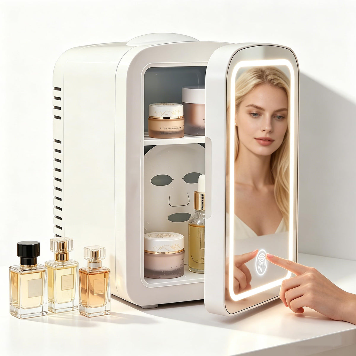 4L Mini Skincare Refrigerator with Dimmable LED Mirror S7068