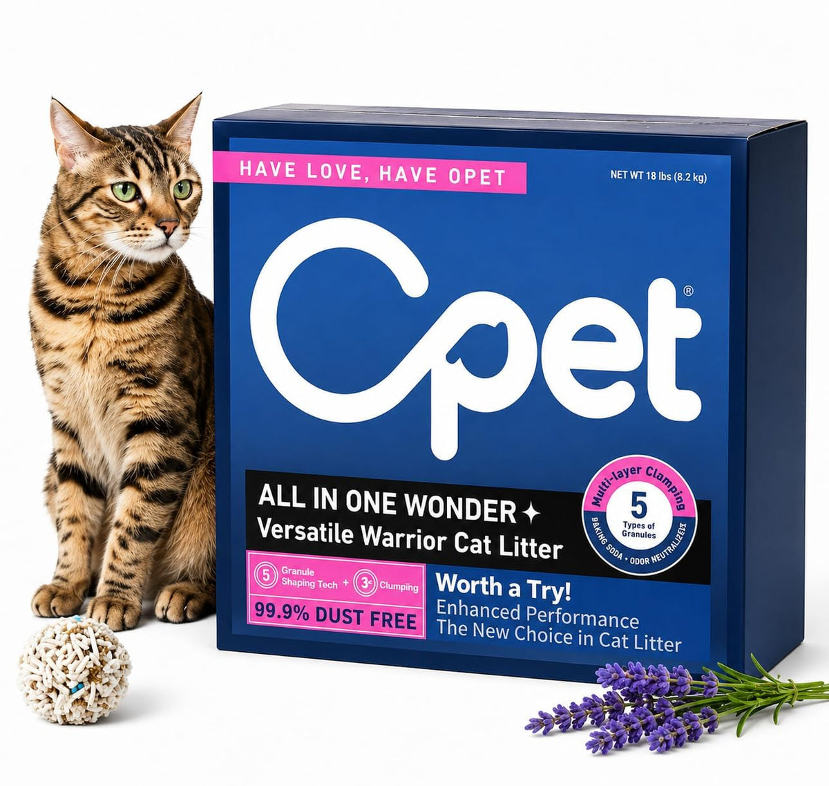 Tofu & Bentonite Mixed Cat Litter 18LB Lavender Scented Clumping Q2991