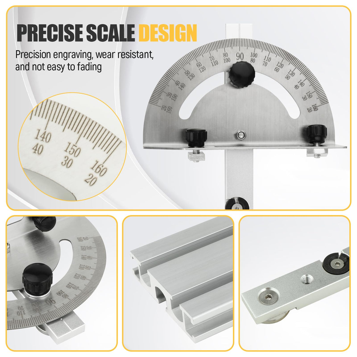 Table Saw Miter Gauge System with Miter Fence, 120° Angle Stops Adjustable, 250mm R4021