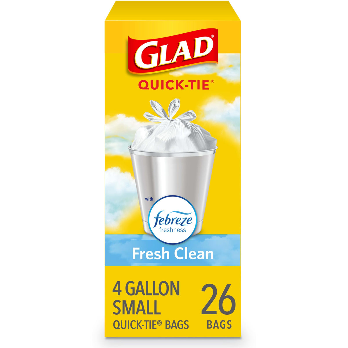 4 Gallon Odor Resistant Quick Tie Trash Bags, 26 Count T742237