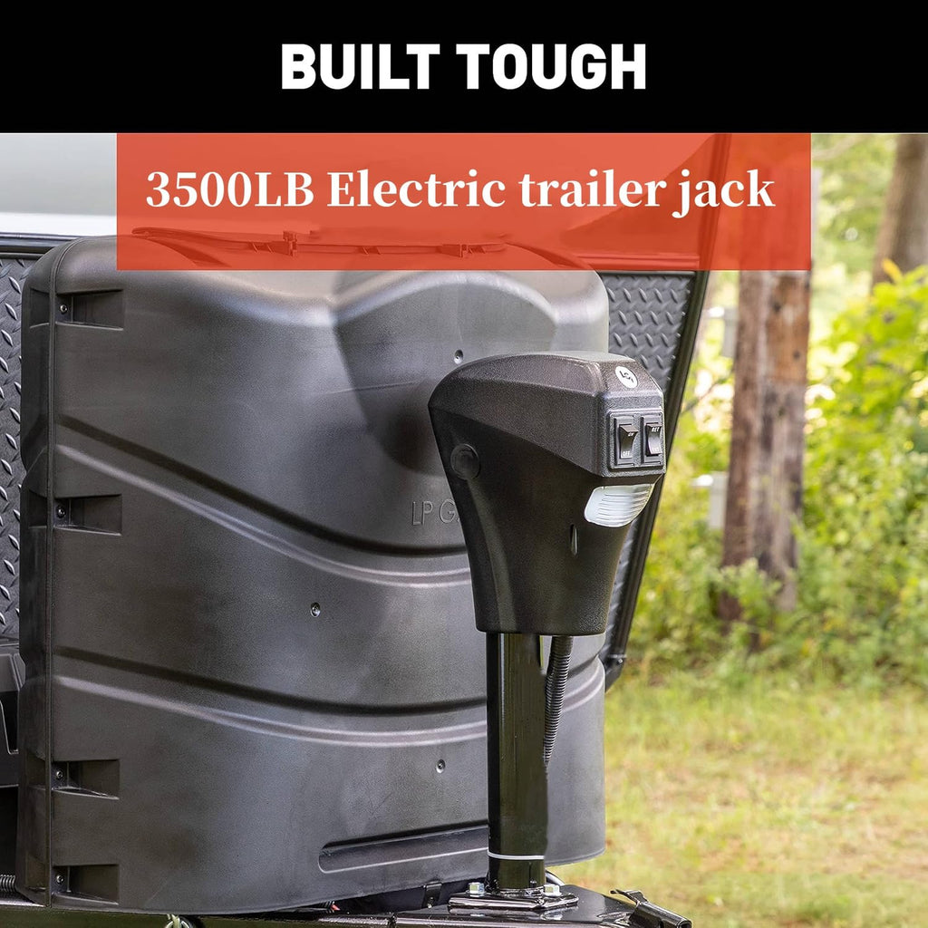3500lbs Electric Trailer Jack with Front LED, 18" Lift A669