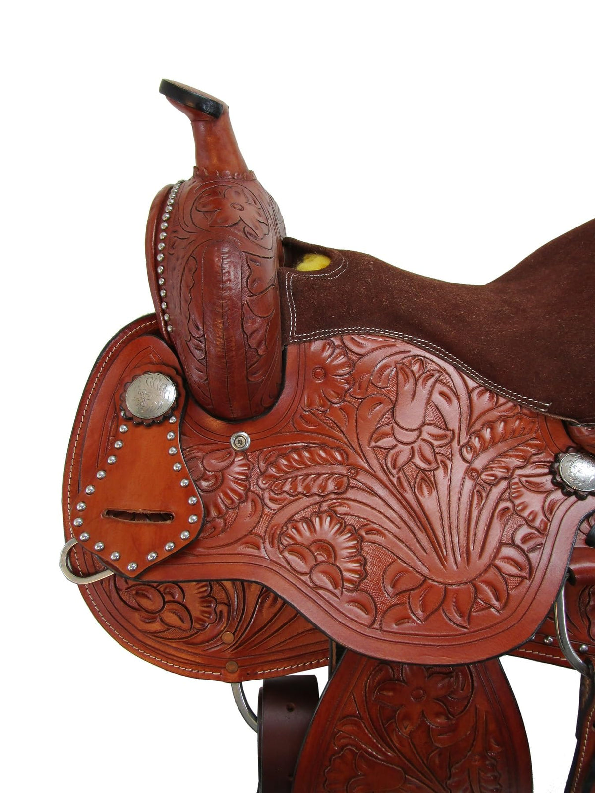 Tooled Leather Western Horse Saddle 15 16 17 18 K333070