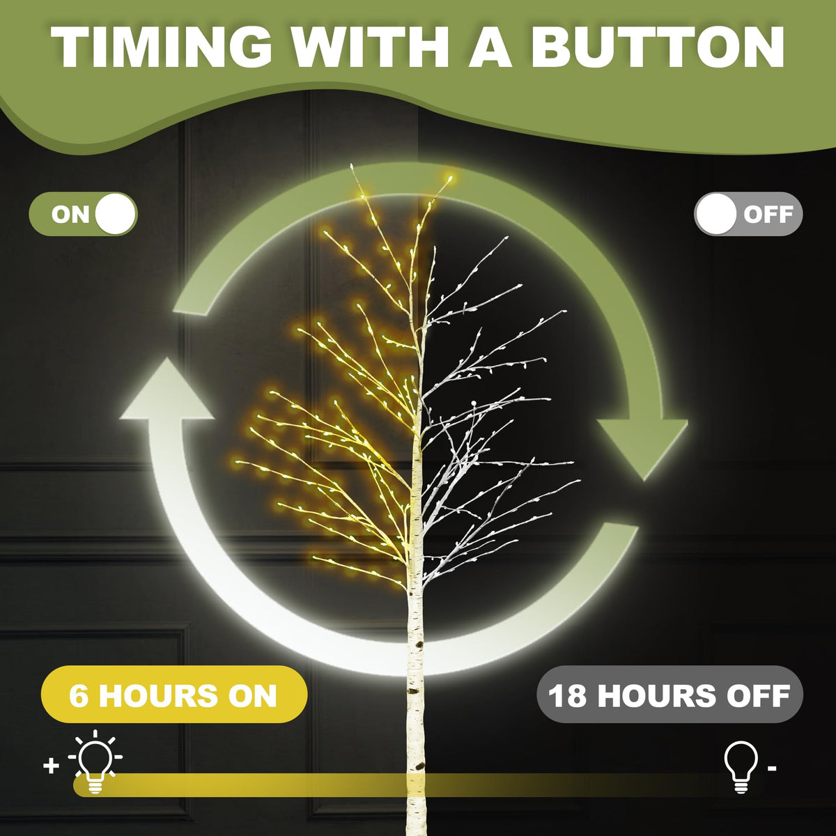 6FT Lighted Birch Tree with 260 LED and Timer B3144