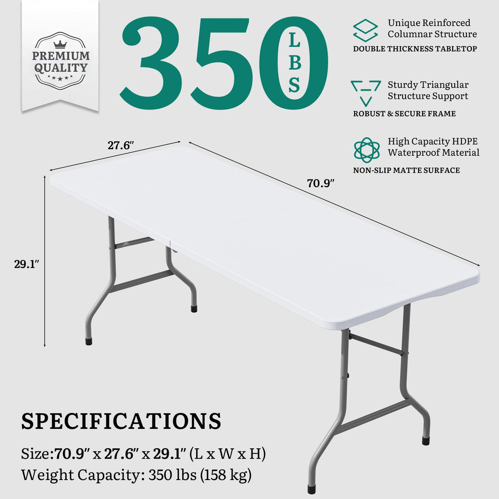 Heavy-Duty 6ft Folding Table with Handle D5202