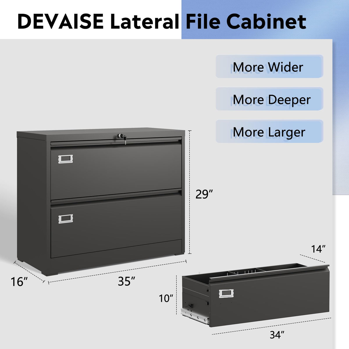 2 Drawer File Cabinet with Lock B101