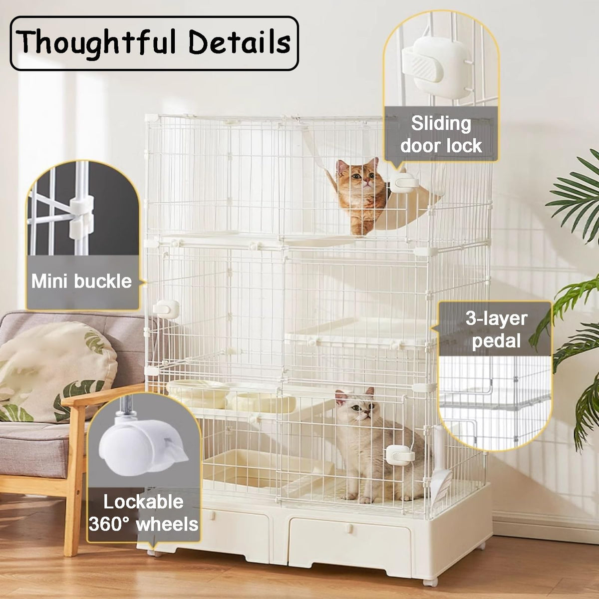 4 Tier Indoor Cat Enclosure with 3 Jumping Platforms W390600