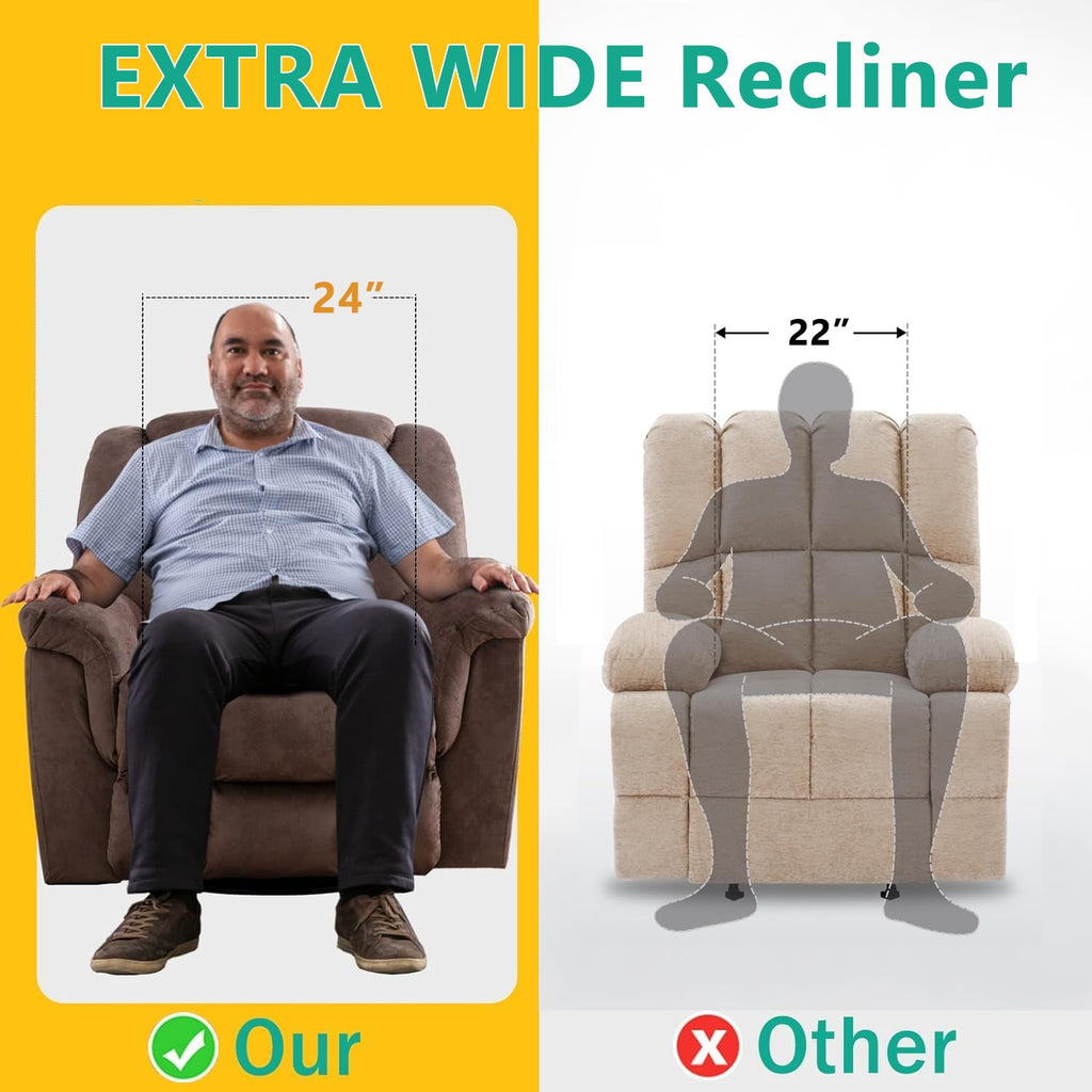 Oversized Manual Swivel Rocker Recliner Chair R3426