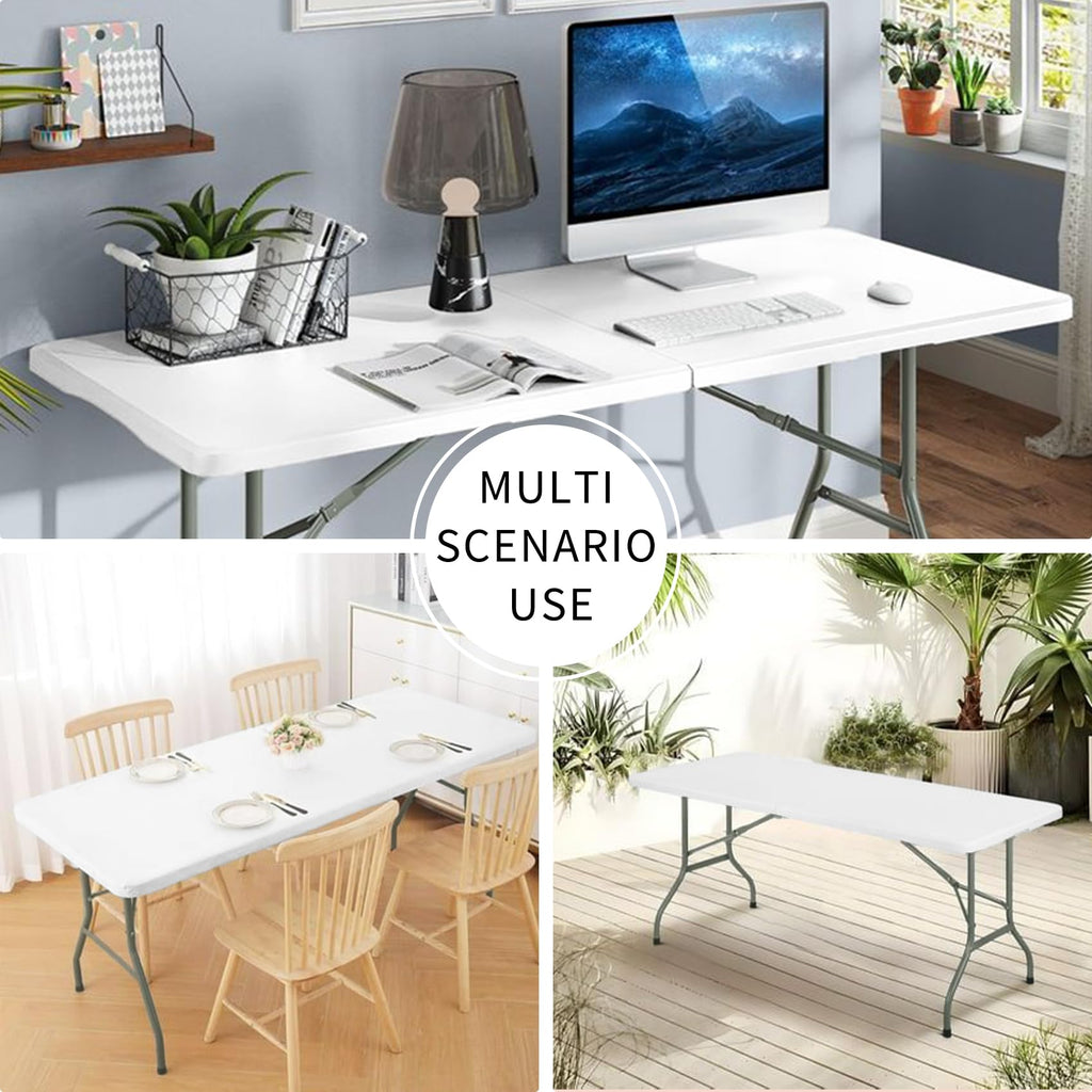 Set of 2 Lightweight 6FT Rectangular Plastic Folding Tables with Steel Legs Y599