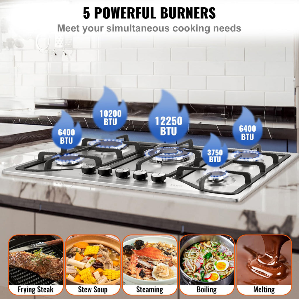 30-inch 5 Burners Stainless Steel Gas Cooktop O1098