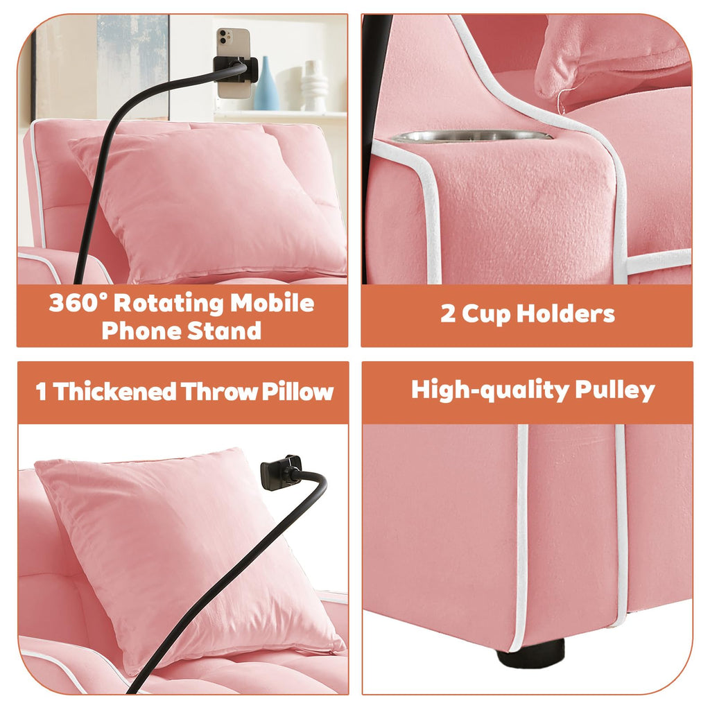 Pink Velvet Convertible Sleeper Chair H252397