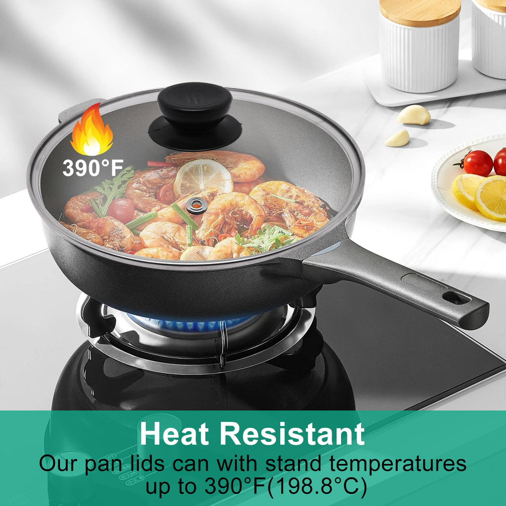 10 Inch Round Tempered Glass Pan Lid with Heat Resistant Handle I621689