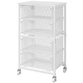 White 4 Drawer Rolling Storage Cart with Wooden Top H90088