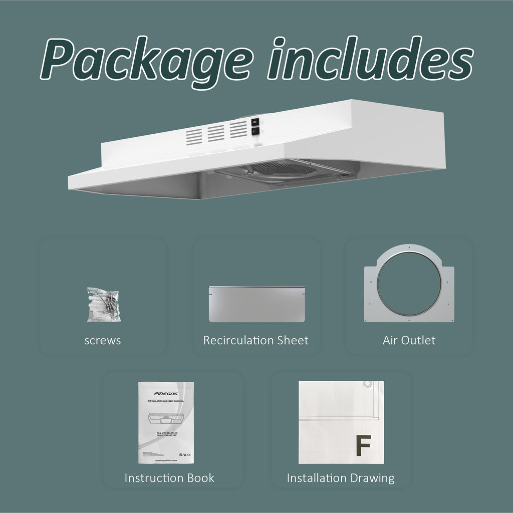 White 30 inch Under Cabinet Range Hood W792