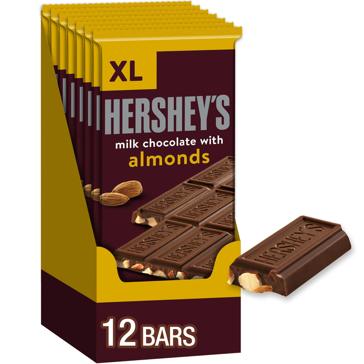 Milk Chocolate with Almonds Candy Bars, 4.25 oz, 12 ct E9567