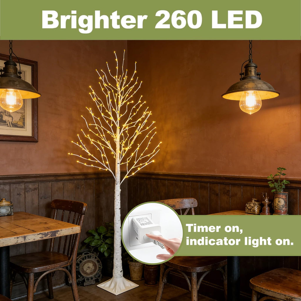 6FT Lighted Birch Tree with 260 LED and Timer B3144