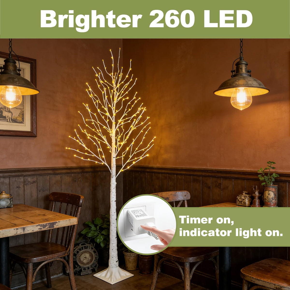 6FT Lighted Birch Tree with 260 LED and Timer B3144