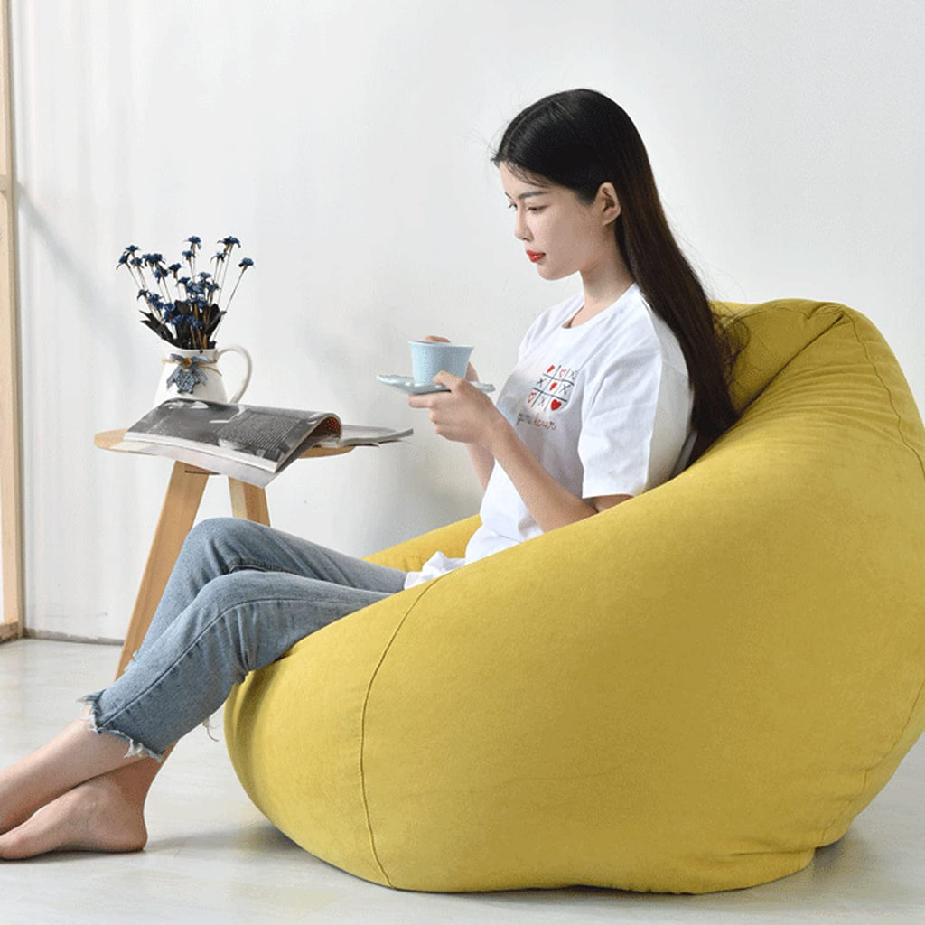 Washable Soft Bean Bag Chair Cover Only 110 * 120cm Yellow G2593