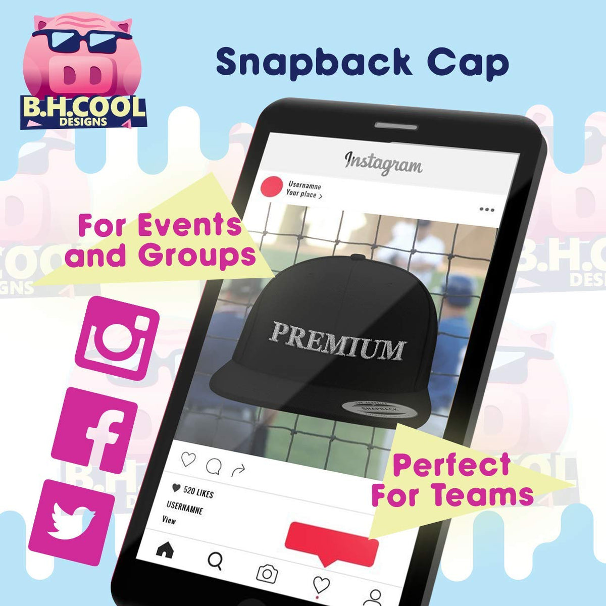 Structured Flat Bill Hat Snapback Closure K92990