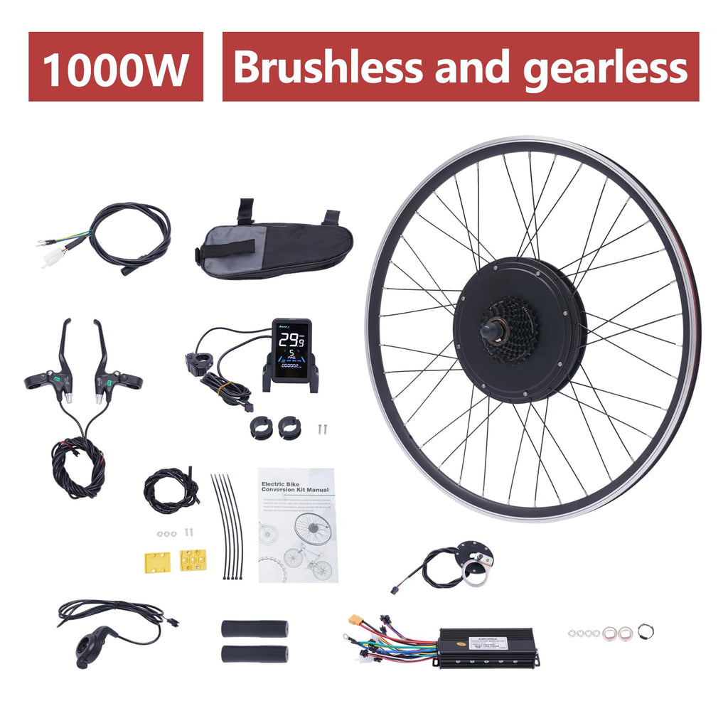 28"/29" Rear Wheel 48V 1000W Electric Bike Conversion Kit with LCD Display B70318