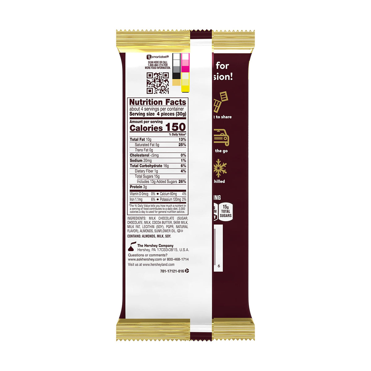 Milk Chocolate with Almonds Candy Bars, 4.25 oz, 12 ct E9567