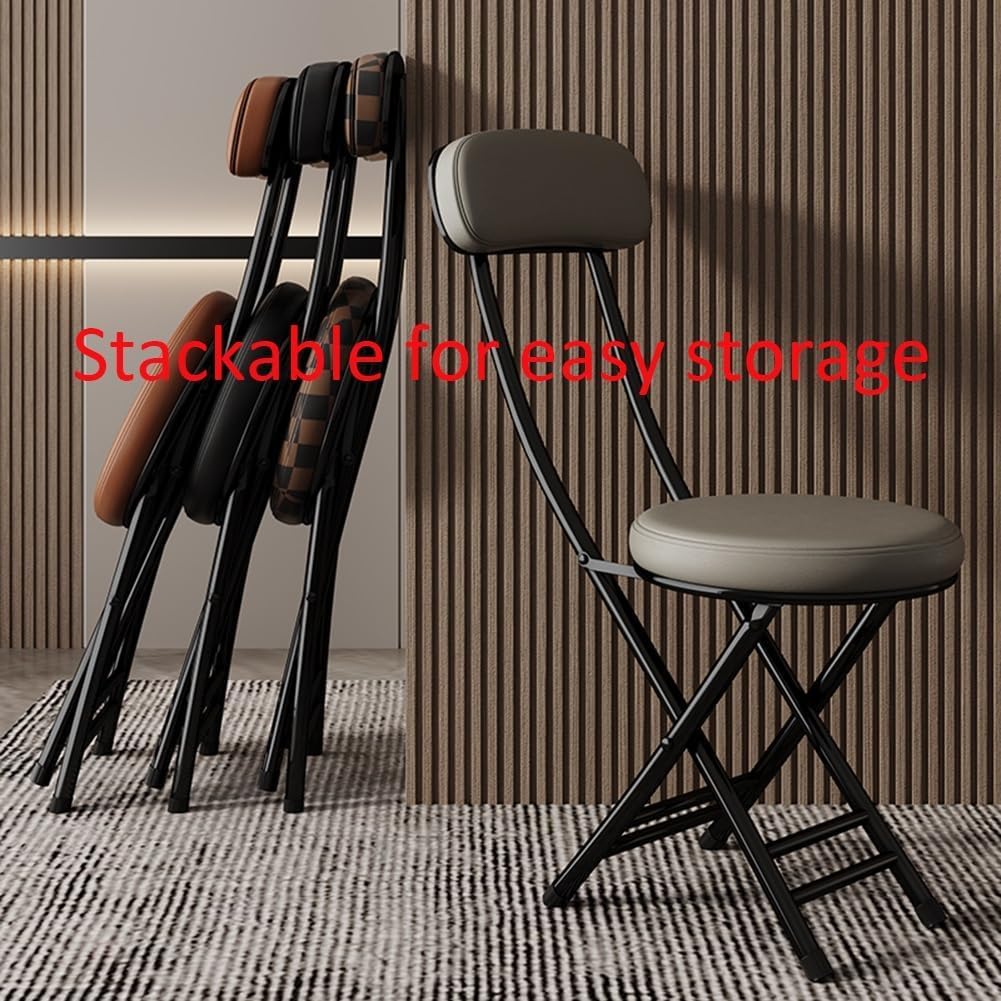 Black 18 Inch Cushioned Folding Kitchen Stool F310234