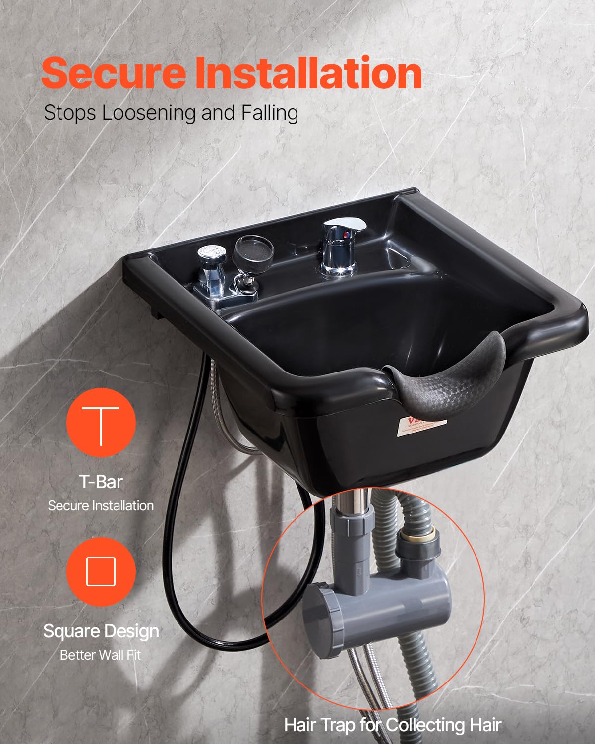 Black ABS Plastic Shampoo Basin K100409