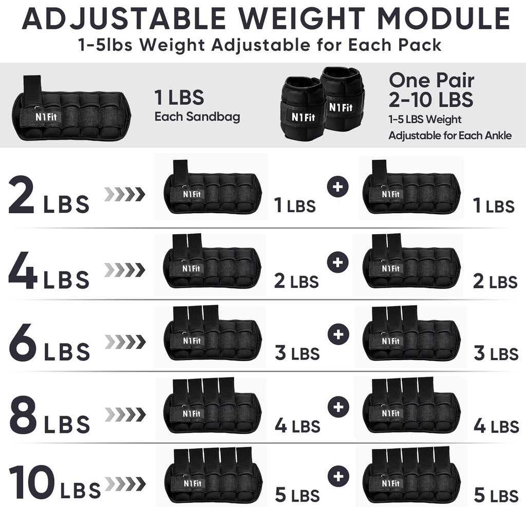 10lbs/Pair Adjustable Ankle Weights N10020