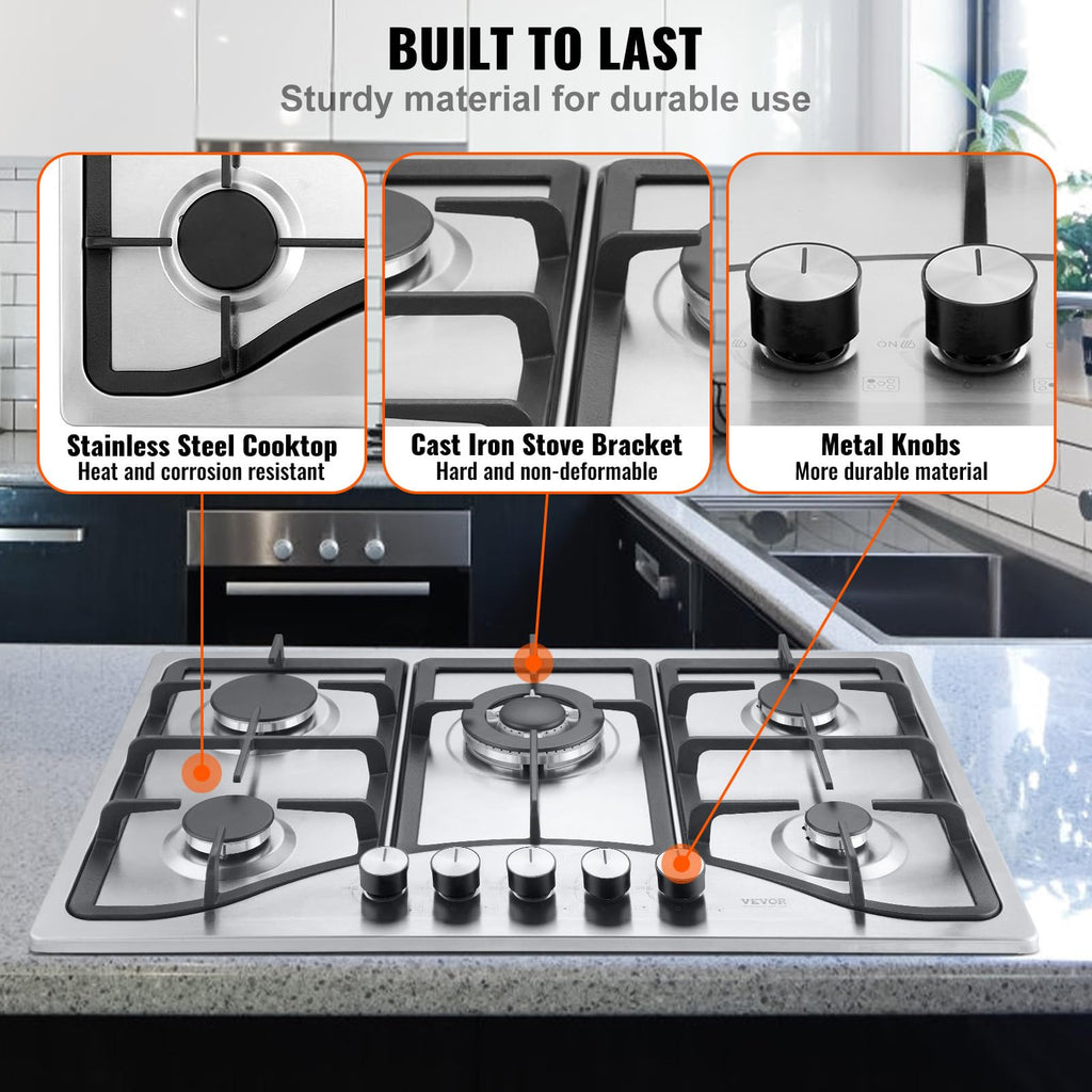 30-inch 5 Burners Stainless Steel Gas Cooktop O1098