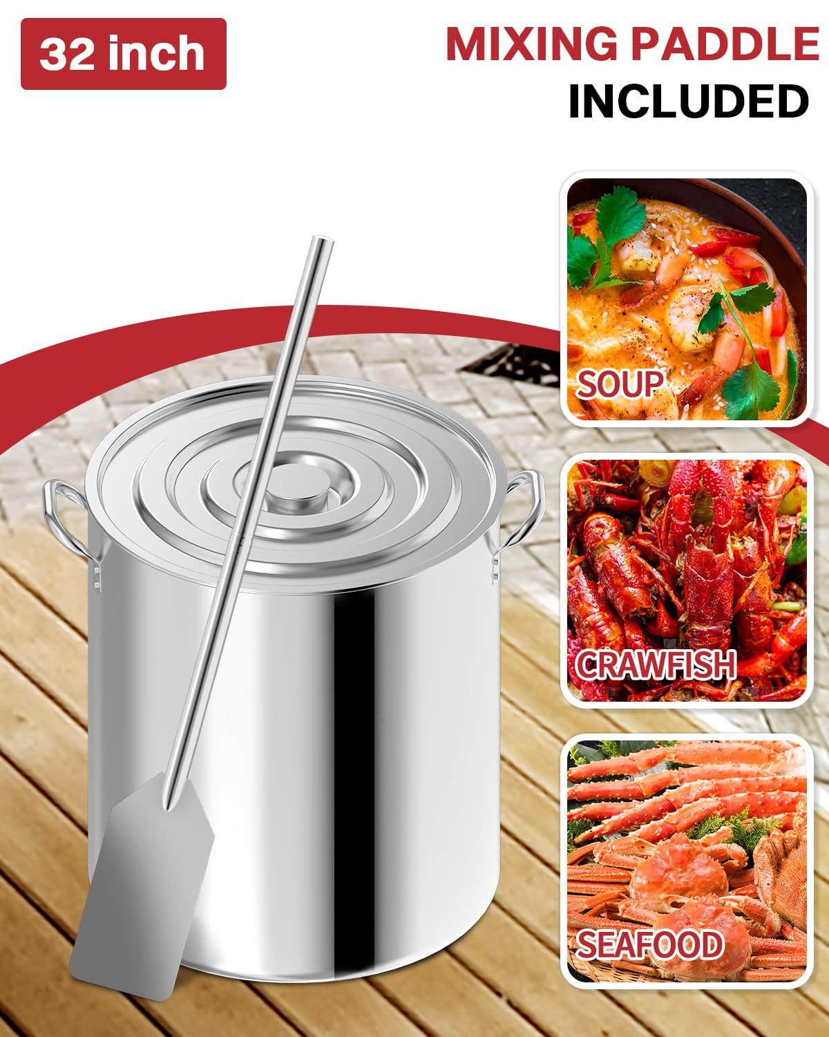 60QT Stainless Steel Stockpot with Basket H701931