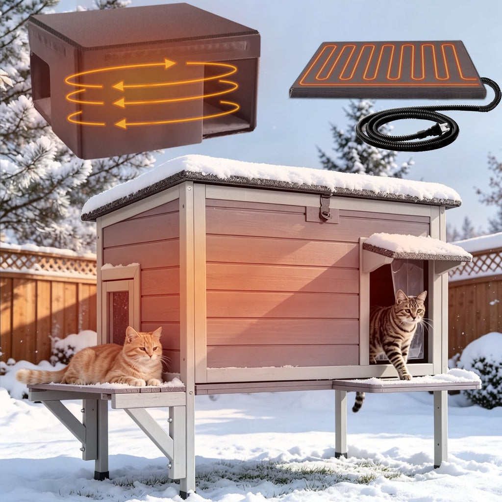 6-Sides Insulated Outdoor Heated Cat House F3951