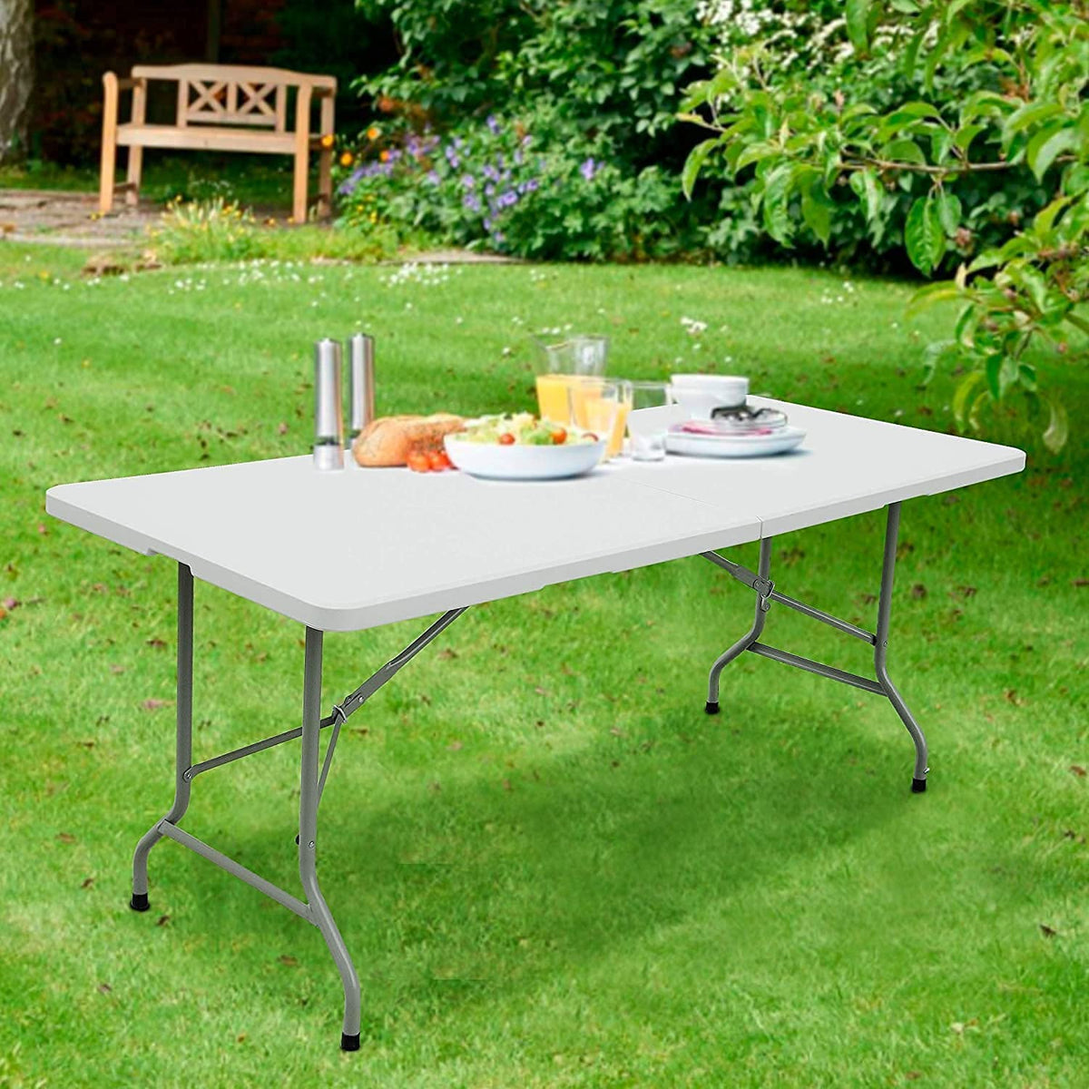 6ft White Plastic Folding Table Z73072