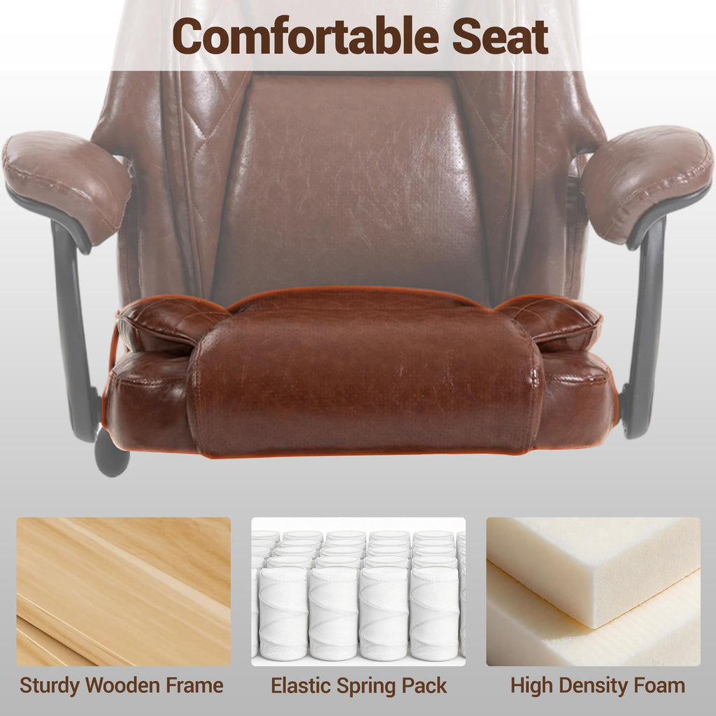 Big and Tall Executive Office Chair with Footrest, Brown N366